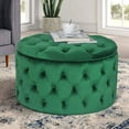thumbnail image 5 of ZXNYH Round Velvet Storage Ottoman, Button Tufted Footrest Stool Coffee Table for Living Room (Grey), 5 of 7