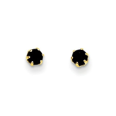 14k Gold Onyx Cufflinks - 3mm Black Onyx Post Earrings in 14k Yellow Gold