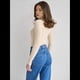 thumbnail image 5 of Suéteres Acanalados para Mujer, Lindos Suéteres de Punto de Cuello Alto, Ajustados y Cálidos Albaricoque un Tamaño, 5 of 9