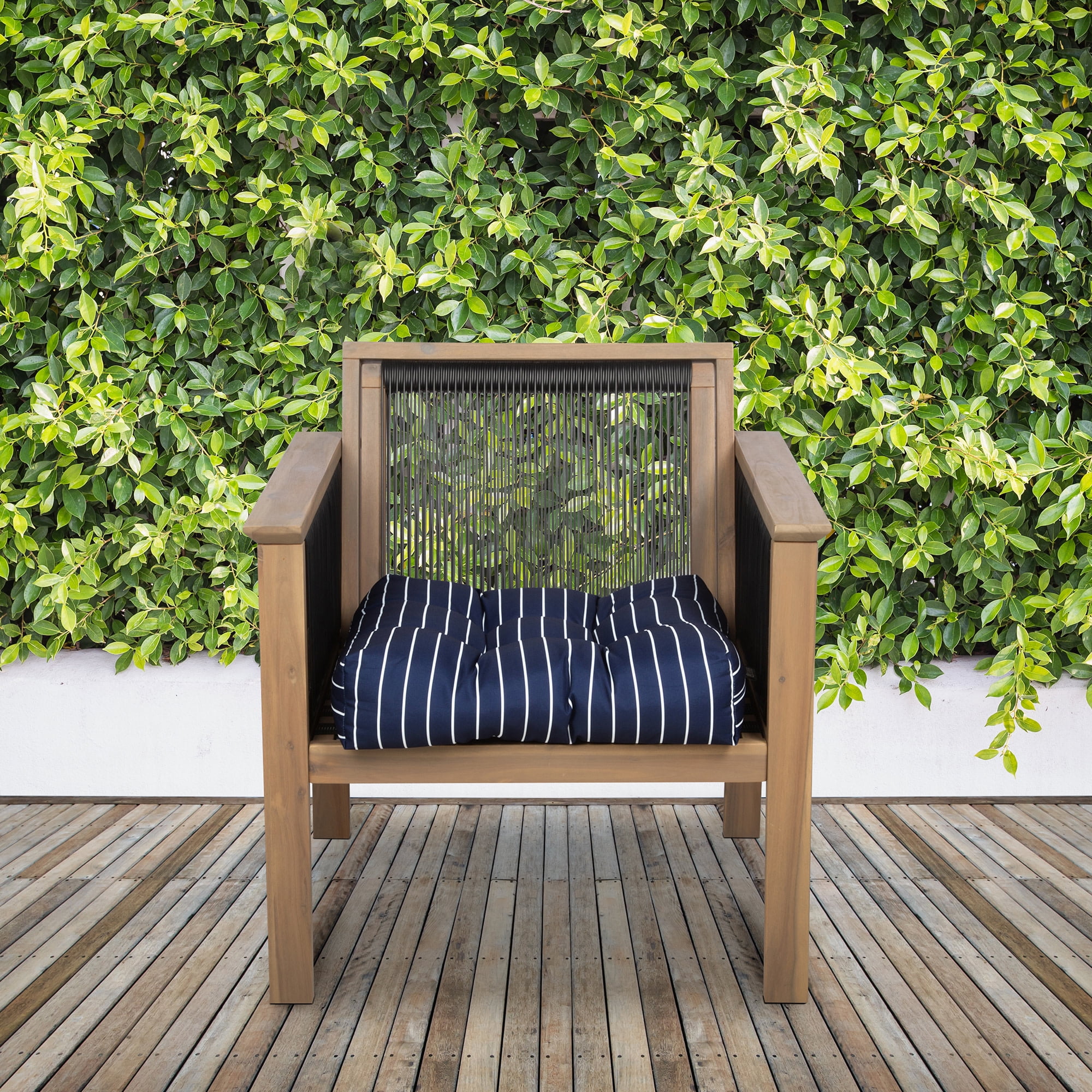 Classic Accessories Patio Seat Cushion, 2 Pack, Classic Navy, Stripe, 19"W