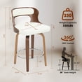 thumbnail image 2 of ClinQ Swivel Bar Stools Set of 3, 26 inch Counter Height Bar Stools with Bentwood Legs and Back, PU Leather Seat, White, 2 of 7