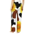 thumbnail image 3 of Kll Womens Sunflower Cow Print Pajama Pants Soft Pajama Bottoms For Women Cozy Lounge Pants, 3 of 9