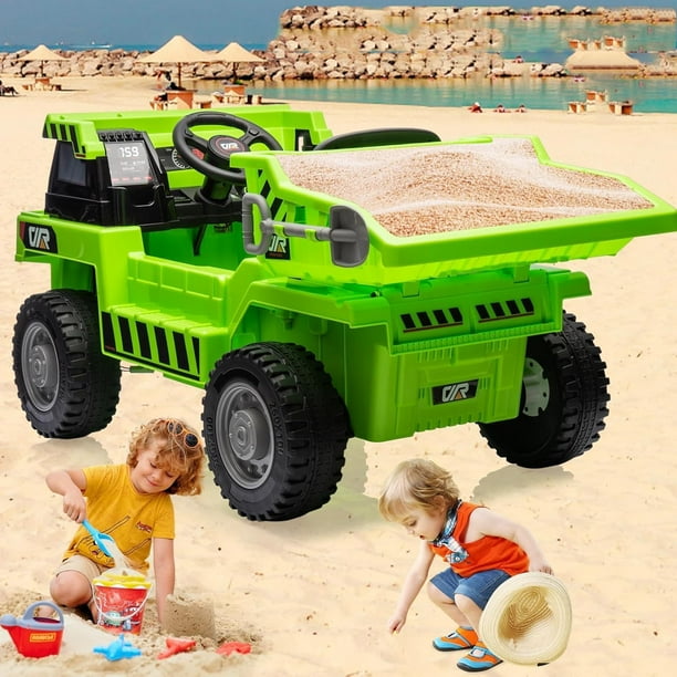 Yeshouse Los niños viajan en camión volquete,12v paseo en camión volquete para niños 4-8 años,4WD vehículo de construcción con Control remoto