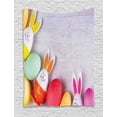 thumbnail image 1 of Easter Bunny Tapestry, Cute Dyed Colorful Eggs with Rabbit Ears Wooden Background Print Illustration, Wall Hanging for Bedroom Living Room Dorm Decor, 60"W X 80"L, Multicolor, by Ambesonne, 1 of 2
