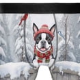 thumbnail image 4 of Playful Boston Terrier Welcomes Winter Snowy Day with Cardinal Bird All Over Print Boxer Briefs Underwear for Men Dad Gentleman Dog Lover Gifts - 120177, 4 of 6
