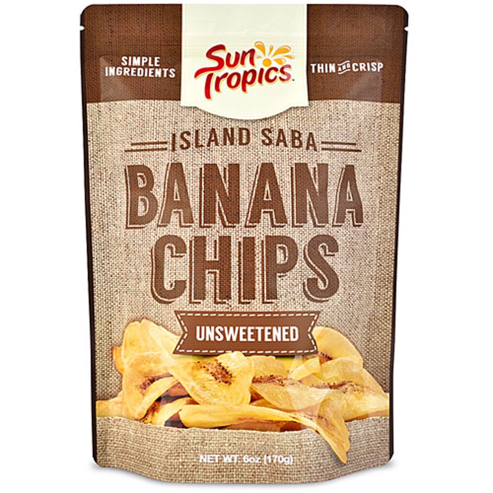 Sun Tropics Island Saba Thin Banana Chips Unsweetened 3.5oz, 1Pack