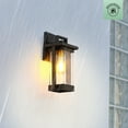 thumbnail image 6 of Globe Electric 1-Light Matte Black Outdoor Hardwired Wall Sconce with Brass Accent and Clear Seeded Glass Shade, 6 of 8