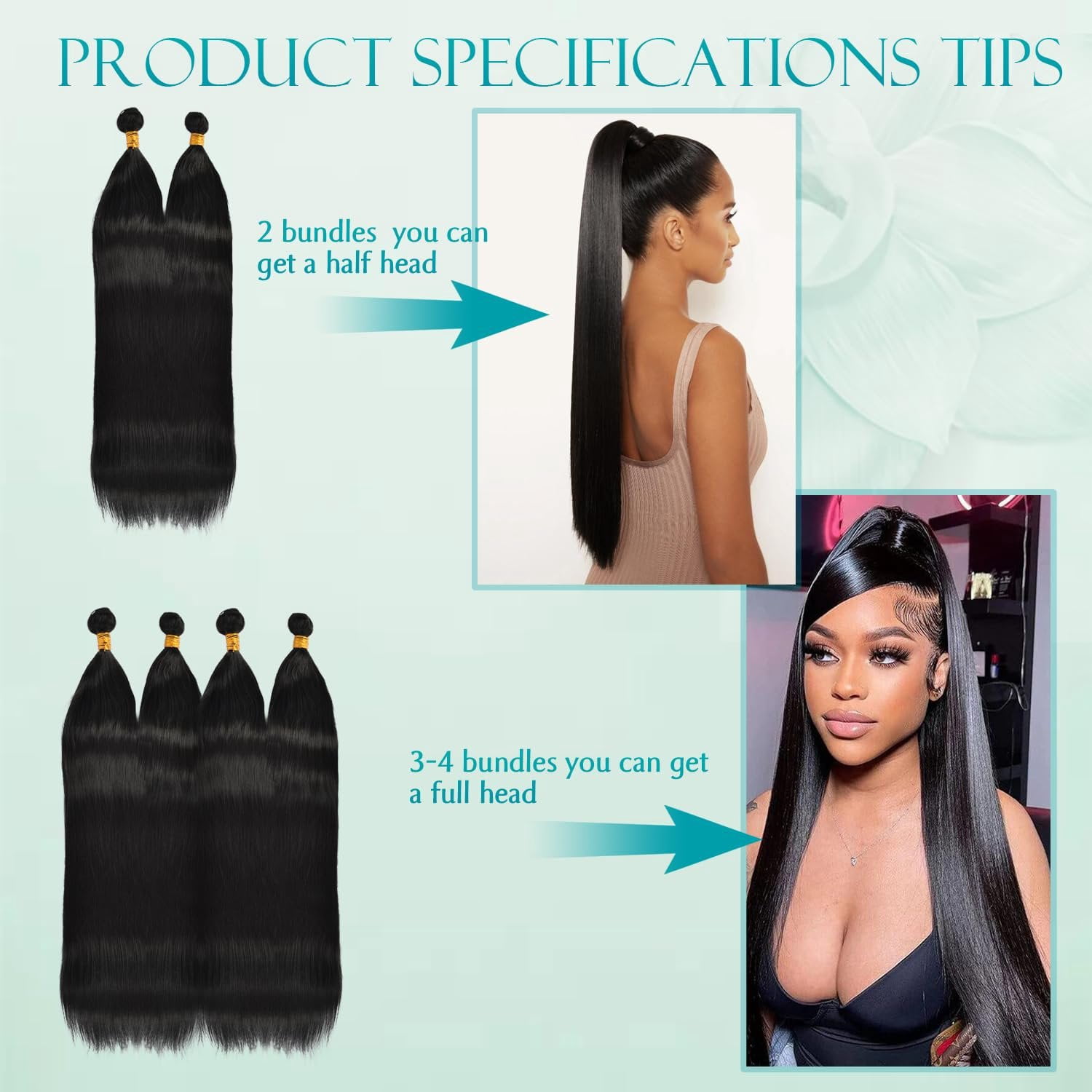 Brazilian Straight Hair  Human Hair Texture Protein Filament 30 30 Inch Long Straight Bundle Sew In Weave 2   Real Soft Hair Extensions,  Black