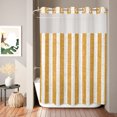 thumbnail image 2 of No Hook Shower Curtain, Orange Stripes Shower Curtains for Bathroom with See Through Top Window, Farmhouse Lines Boho Retro Geometric Waterproof & Washable Bath Curtain Stall 48"x72", 2 of 9