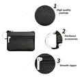 thumbnail image 4 of Women's Genuine Leather Coin Purse Mini Pouch Change Wallet with Keychain-Black, 4 of 6