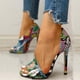 thumbnail image 4 of Zapatos romanos con estampado de serpiente y punta abierta Tacones altos huecos laterales con boca de pescado Wmkox8yii  shjk4097, 4 of 4