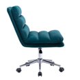 thumbnail image 2 of 360 Swivel Degree Home Office Chair, Modern Velvet Upholstered Armless Desk Chair with 5-stars Metal Base, Adjustable Lift Height and Padded Back & Seat, Leisure Accent Chair for Living Room, Teal, 2 of 7