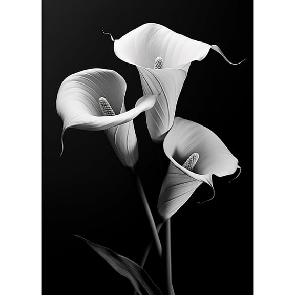 Black and White Calla Lily Flower DIY 5D Diamond Art Paint with Full Drill Round Diamond Gems Painting by Number Kits for Adults Art Craft Home Wall Decor 11.8x15.8in