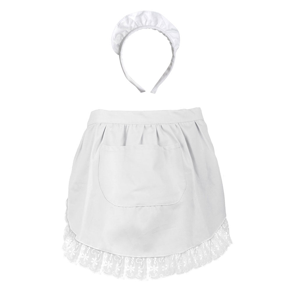 Aspire Lace Half Apron and Headband for Kid Cotton Cooking Apron with Pocket Coffee House