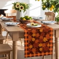 thumbnail image 2 of Table Runner 72 Inches Long for Kitchen Dining, Orange Maple Leaves Fall Dresser Scarf Farmhouse, Dining Table Decorations for Wedding/Parties, Thanksgiving Orange Buffalo Plaid 14 x 72 In, 2 of 9