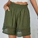 thumbnail image 1 of Pantalones cortos casuales con cintura elástica, pantalones cortos holgados con doble bolsillo y encaje de cintura alta para mujer, pantalones cortos holgados de cintura alta, estética elegante, 1 of 6