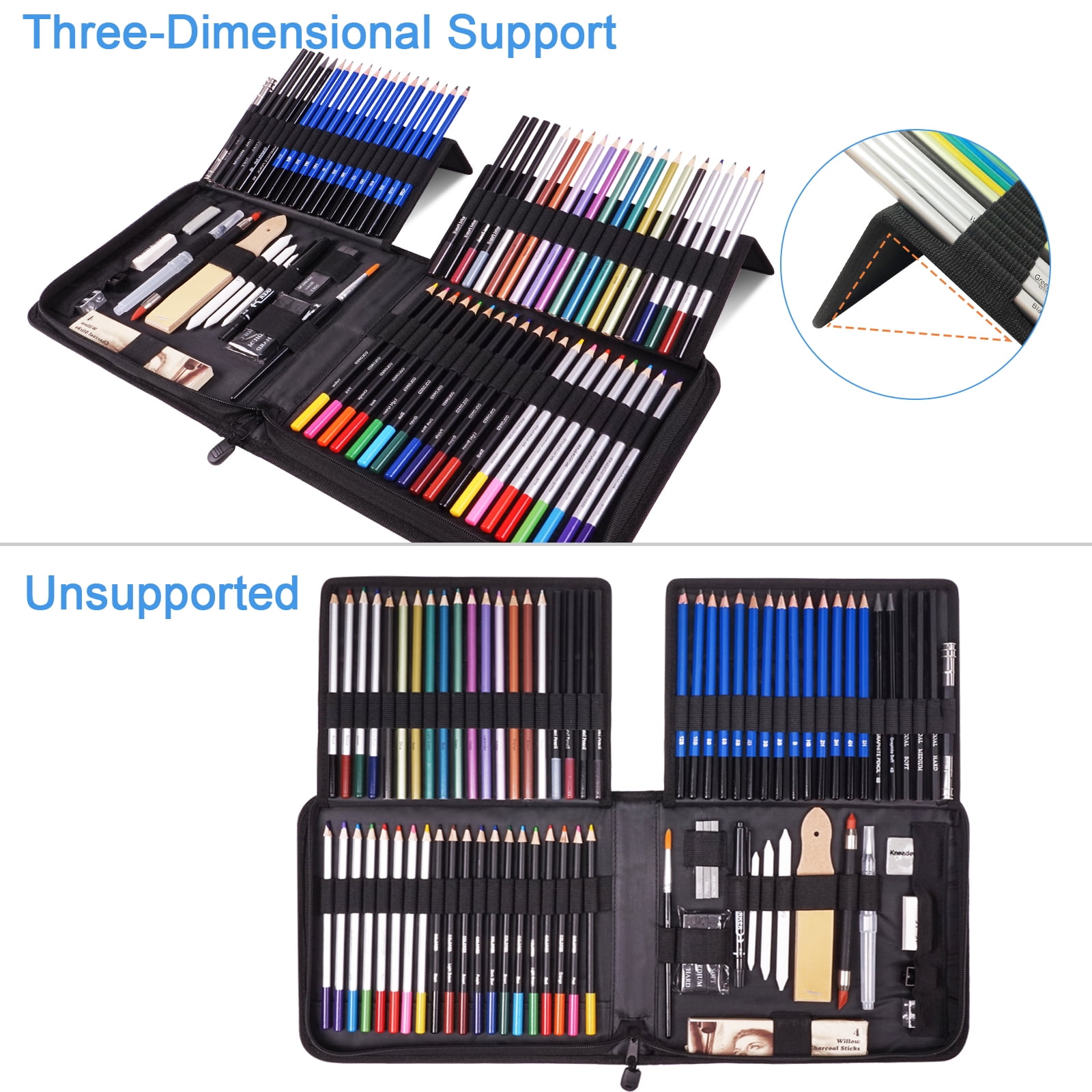 Glokers 72Piece Arts Supplies and Drawing Kit Set  Complete Set of Art  Pencils Graphite Colored Metallic Charcoal Watercolor  Also Includes  9x12 Sketch Book Stumps Sharpener Eraser  More  Walmartcom