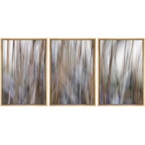 wall26 Framed Canvas Print Wall Art Set Blur Effect Brown & Black Paint Strokes Abstract Shapes Illustrations Modern Art Bohemian Multicolor for Living Room, Bedroom, Office - 24"x36"x3