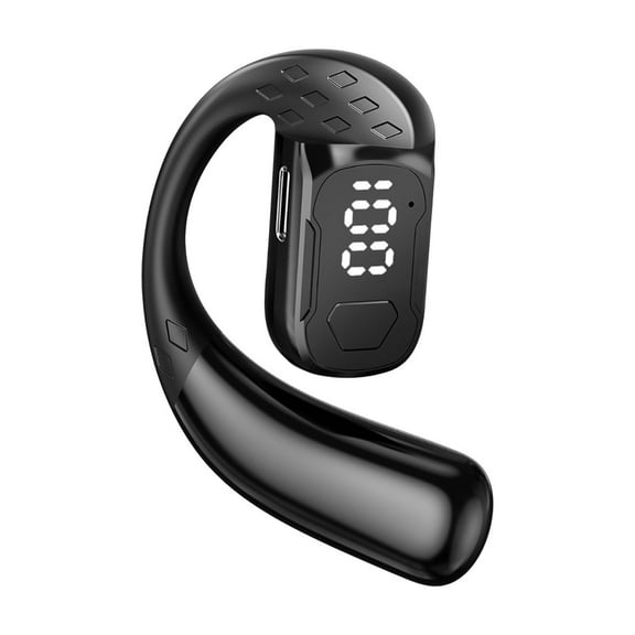 Black Wireless Single Ear Open Bluetooth 5.3 Headphones With Noise Cancellation And Long Battery Life