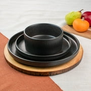 Sango Anderson Black Stoneware 12 Piece Dinnerware Set, Service for 4