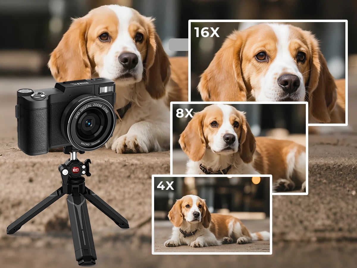 5K Vlogging Camera with WiFi 64MP 4K Digital Camera for Photography Vlog Camera with Flip Screen Video Camera for YouTube with Selfie Light, Mini Tripod, Batteries
