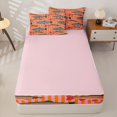 thumbnail image 4 of Manfei Farmhouse Trout Zipper Full Size Comforter Sets with Fitted Sheet and 2 Pillowcases, Simple Lines Stripe Zipper Bedding Set, Pink Orange, Pink Reversible, 4 Pieces, 4 of 7