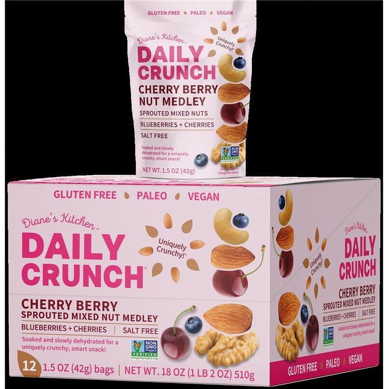 Daily Crunch - Sprouted Nut Medley Cherry Berry, 1.5oz | Pack of 8