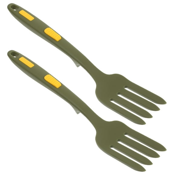 2 Pcs Pasta Fork Green Forks Kitchen Utentsils Scoop Silicone Cooking Rubber Flexible