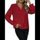 thumbnail image 3 of Camisas de Mujer con Botones, Puños de Encaje, Larga, Blusas Elegantes de con Cuello Mao, Blusas Informales de Negocios para Otoño Rojo L, 3 of 10