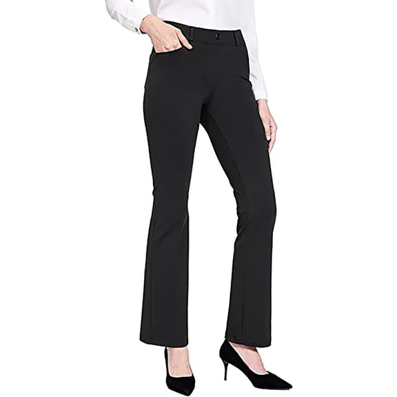 SNKSDGM Women's Plus Pants for Women Dressy Casual Wedding Cargo Pants Women Jeans Plus Size Women Casual Solid Color 4 Pocket Stretch Yoga Pants High Waist Business Casual Flared Pants