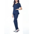 thumbnail image 2 of Dagacci Medical Uniform Women's Fitted Y Neck Natural Stretch Scrub Set (Navy,L), 2 of 5