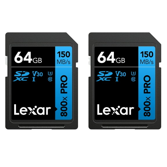 Lexar High-Performance 800x PRO SDHC/SDXC UHS-I Card BLUE Series, 2 Count (64 GB)