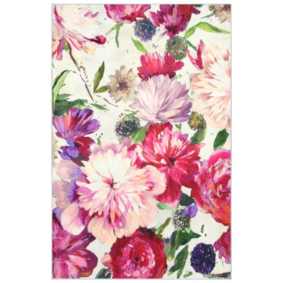 Amoroso B, 5'x8' Hand Washable Flowers Art Area Rug