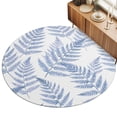 thumbnail image 2 of Round Rugs 3Ft, Blue Ferns Round Area Rug Washable Indoor Throw Carpet, Spring Summer Botanical Leaves Small Non Slip Circle Rug for Bedroom Living Room Home Decor Aesthetic, 2 of 8