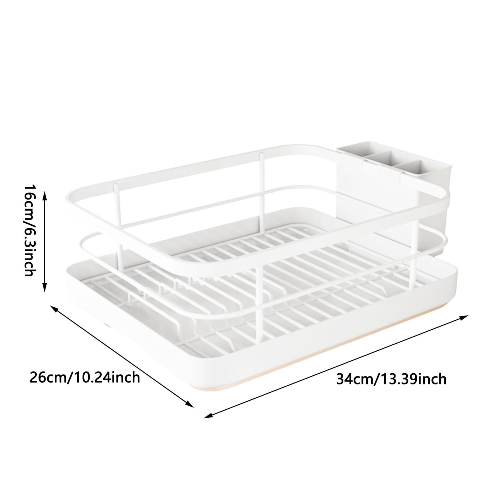 KMWGRE Dish Drying Rack for Kitchen Counter - Cutlery Drainer with Utensil Holder | Dish Organizer, Drying Dish Rack with Tray for Bowls and Plates,13.39''L x 10.24''W x 6.3''H