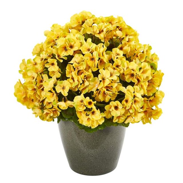 Nearly Natural 8777-YL 17 in. Geranium Artificial Plant - Yellow