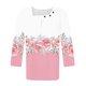 thumbnail image 4 of Blusas para las Mujeres Casual, 3/4 Manga Floral Estampado Camiseta de Moda Top Hecho de Poliéster Transpirable Suave para el Uso Diario de Primavera Otoño, Tops de Blusa para las Mujeres, 4 of 5