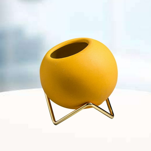 SEWCHICS Round Pots Nordic Style Yellow Indoor Plant Set of 1 Creative Decorative Flower Pot