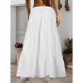 thumbnail image 2 of Women's Casual A-Line Maxi Skirt, Basic Style with Pockets – Elastic High Waist, Loose Tiered Design, Suitable for All Seasons, 2 of 5