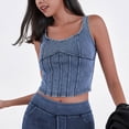 thumbnail image 6 of vigerkar Denim Corset Top for Women Going Out Jean Crop Tank Tops Trendy Sleeveless Slim Fit Workout Top (Light Blue, M), 6 of 9