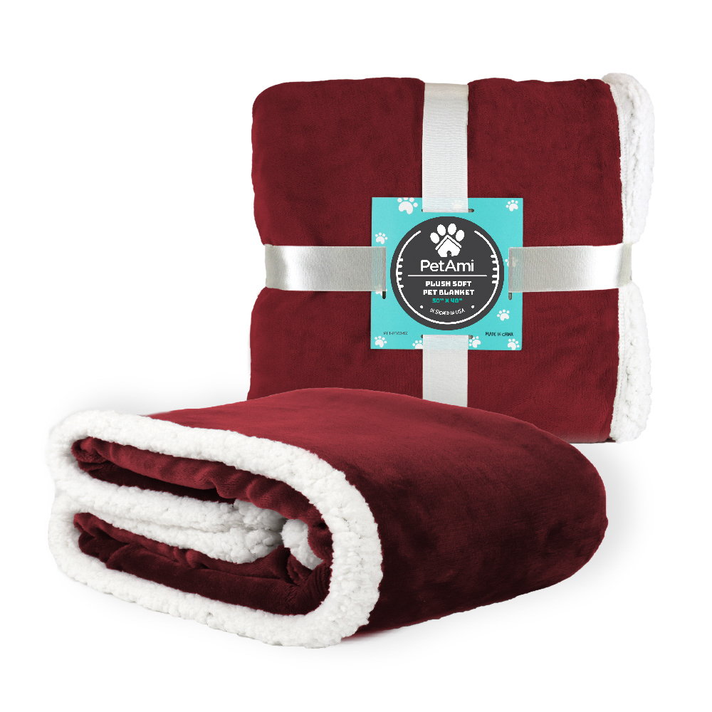 PetAmi Dog Blanket, Sherpa Dog Blanket Plush, Reversible, Warm Pet