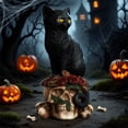thumbnail image 5 of JJKBVCLO Mysterious Dark Style Skeleton Animal Cat Statue Resin Home, 5 of 5