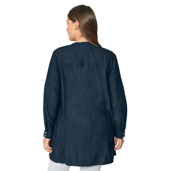 Ellos Women's Snap Front Denim Tunic Tunic