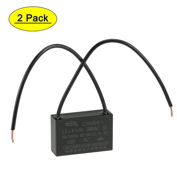 Uxcell 1.5uF 250V AC 2 Wires CBB61 Ceiling Fan Capacitors 2 Pack