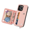 thumbnail image 5 of Elehold Luxury Leather Lanyard Wallet Case for iPhone 14 Pro Max 6.7 inch Magnetic Closure with Hand Strap Card Cash Slot Shockproof Kickstand Support Magnetic Car Mount Stylish Phone Case,Pink, 5 of 13