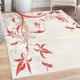thumbnail image 1 of Dragonfly Decorative Rug, Swirled Floral Background Damask Curl Branches and Leaves Print, Quality Carpet for Bedroom Dorm and Living Room, 6 Sizes, Dark Pink, by Ambesonne, 1 of 4
