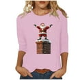 thumbnail image 2 of Cadancy Christmas Tshirts Women Party 3/4 Sleeve Plus Size Winter Tops Dressy Cute Santa Claus Holiday Blouses Casual Crewneck Vintage Xmas Funny Shirts, 2 of 5