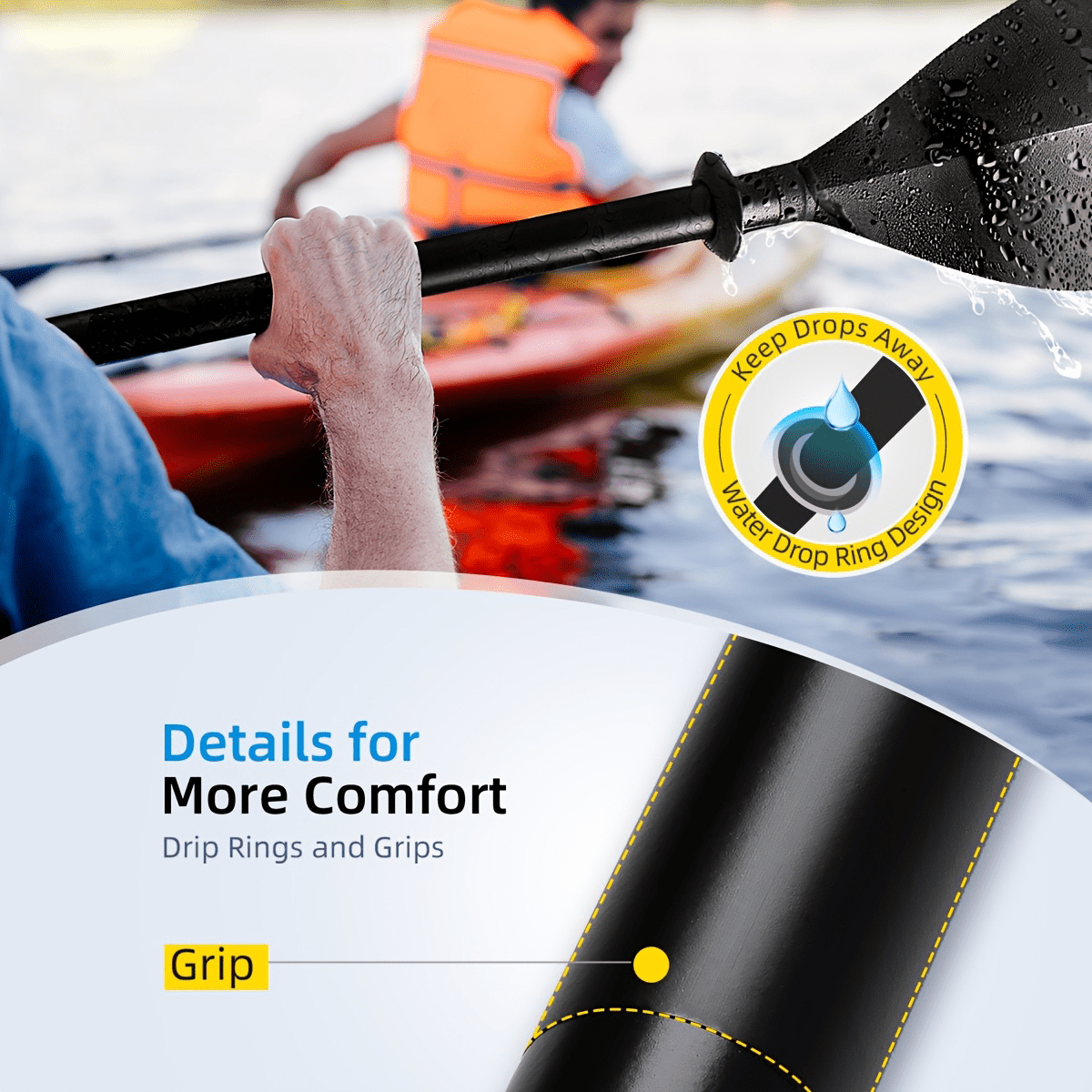 AbahubFit Kayak Paddle 86in/218cm (2-Piece), Lightweight&Floatable Aluminum Shaft for Kayaking Canoeing Boating