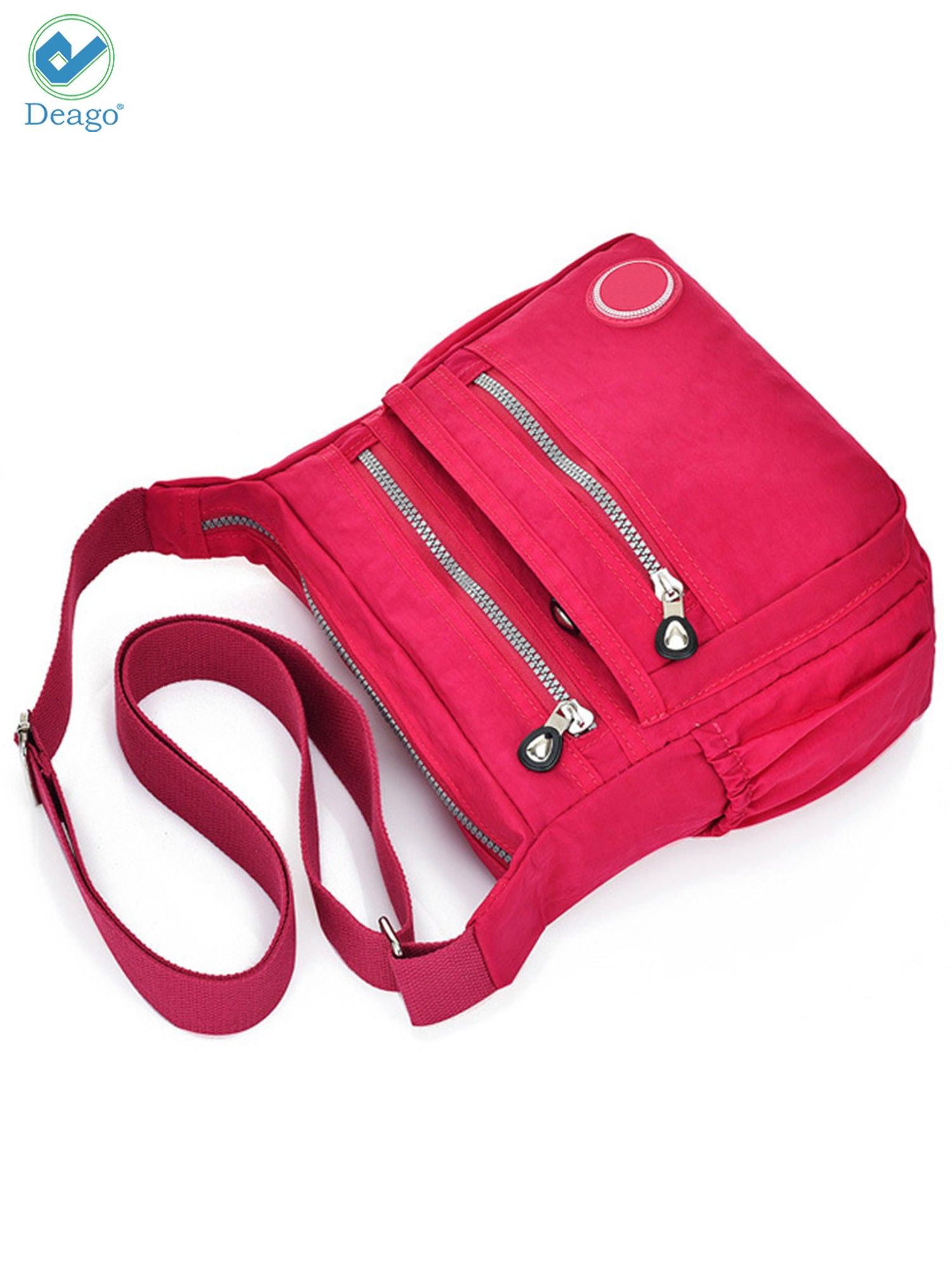 Deago Women's Waterproof Nylon Crossboby Shoulder Bag Casual Messenger Bag Handbag with Multi Pockets (Rose Red) - image 2 of 10