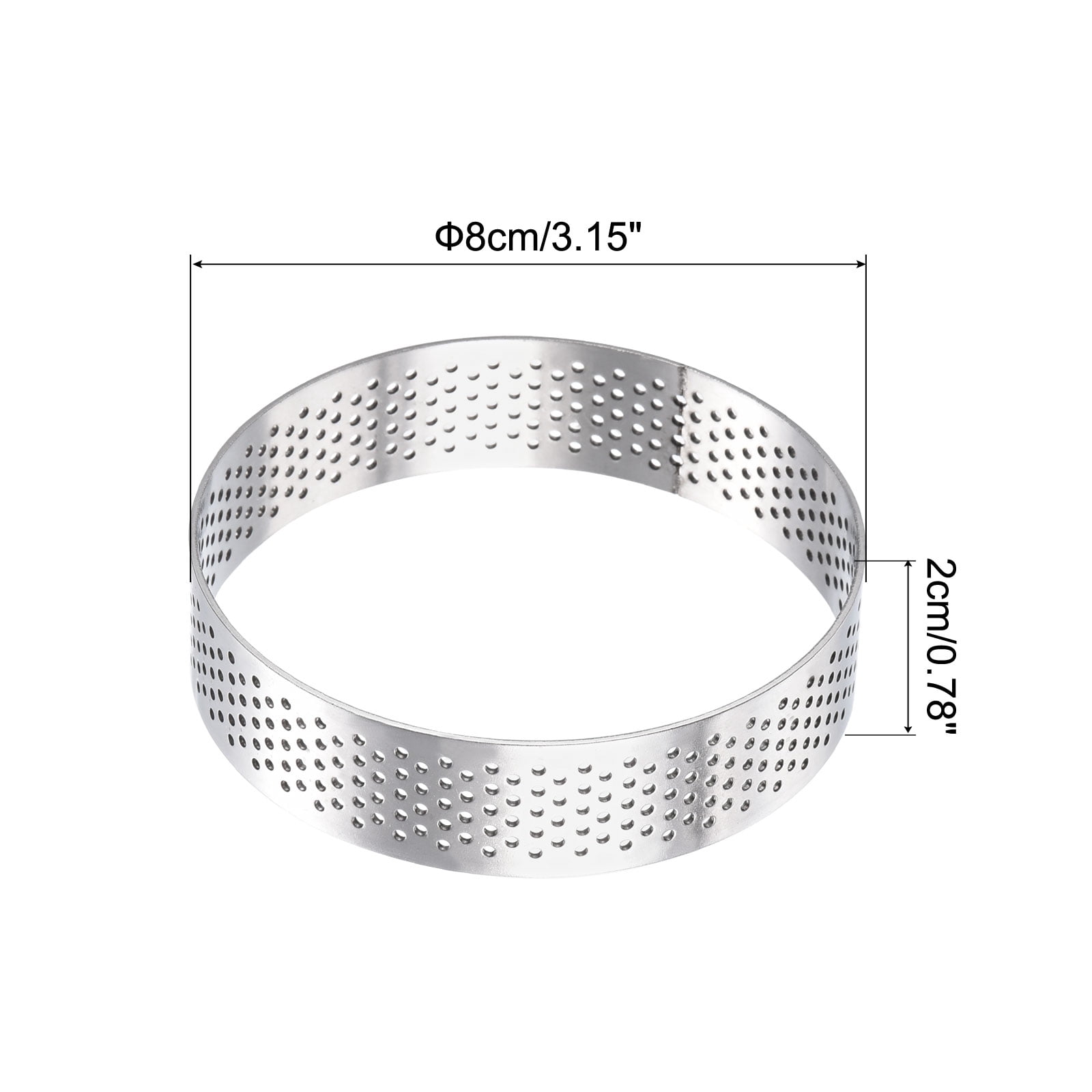 Unique Bargains Stainless Steel Cake Rings Baking Perforated Mousse Ring 3.1" x 0.8"